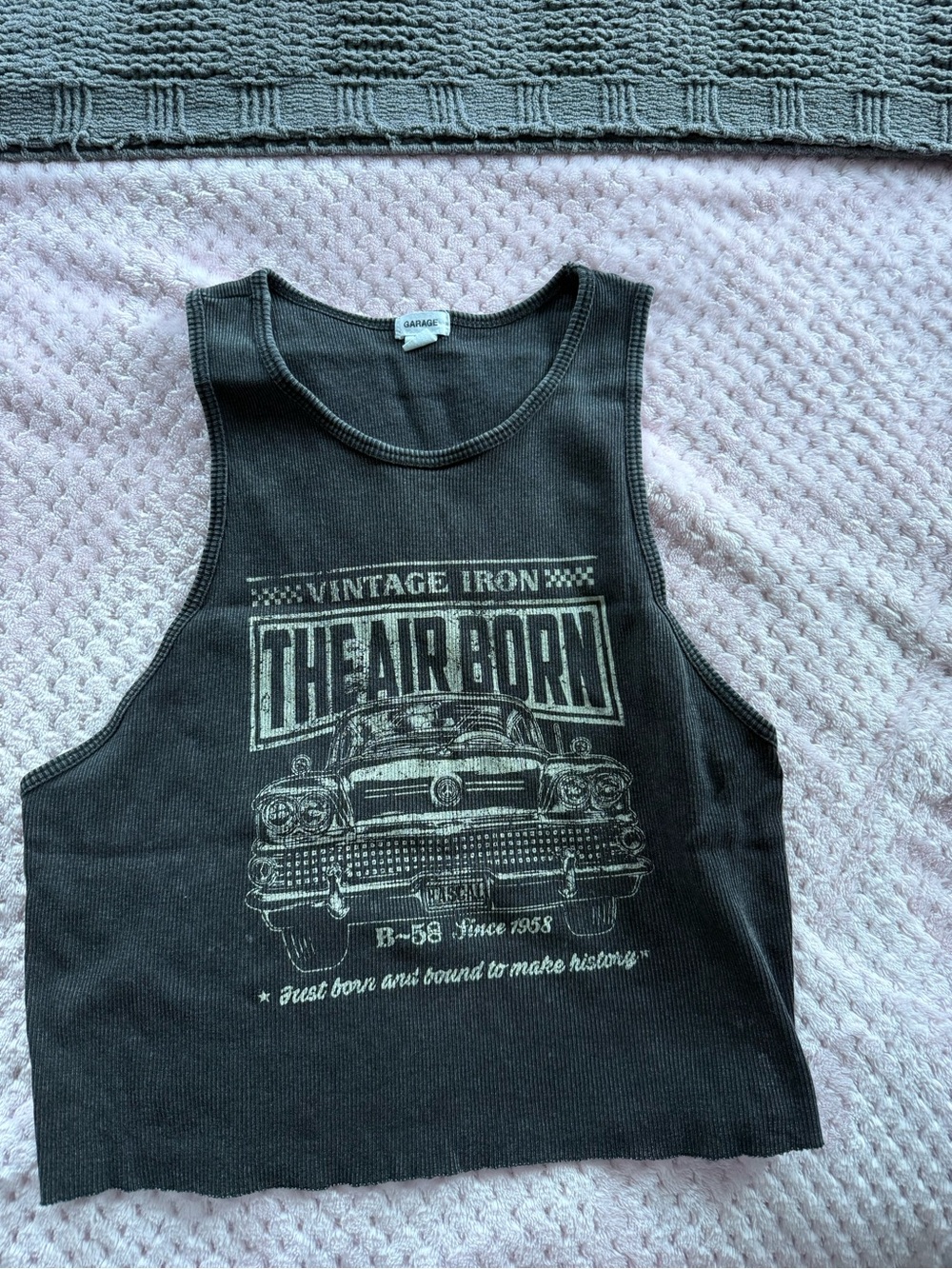 Garage Black Graphic Vintage Iron Tank Top